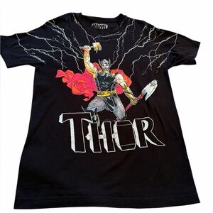 Marvel Thor Mjölnir & Lightning Retro T-Shirt -Size Medium